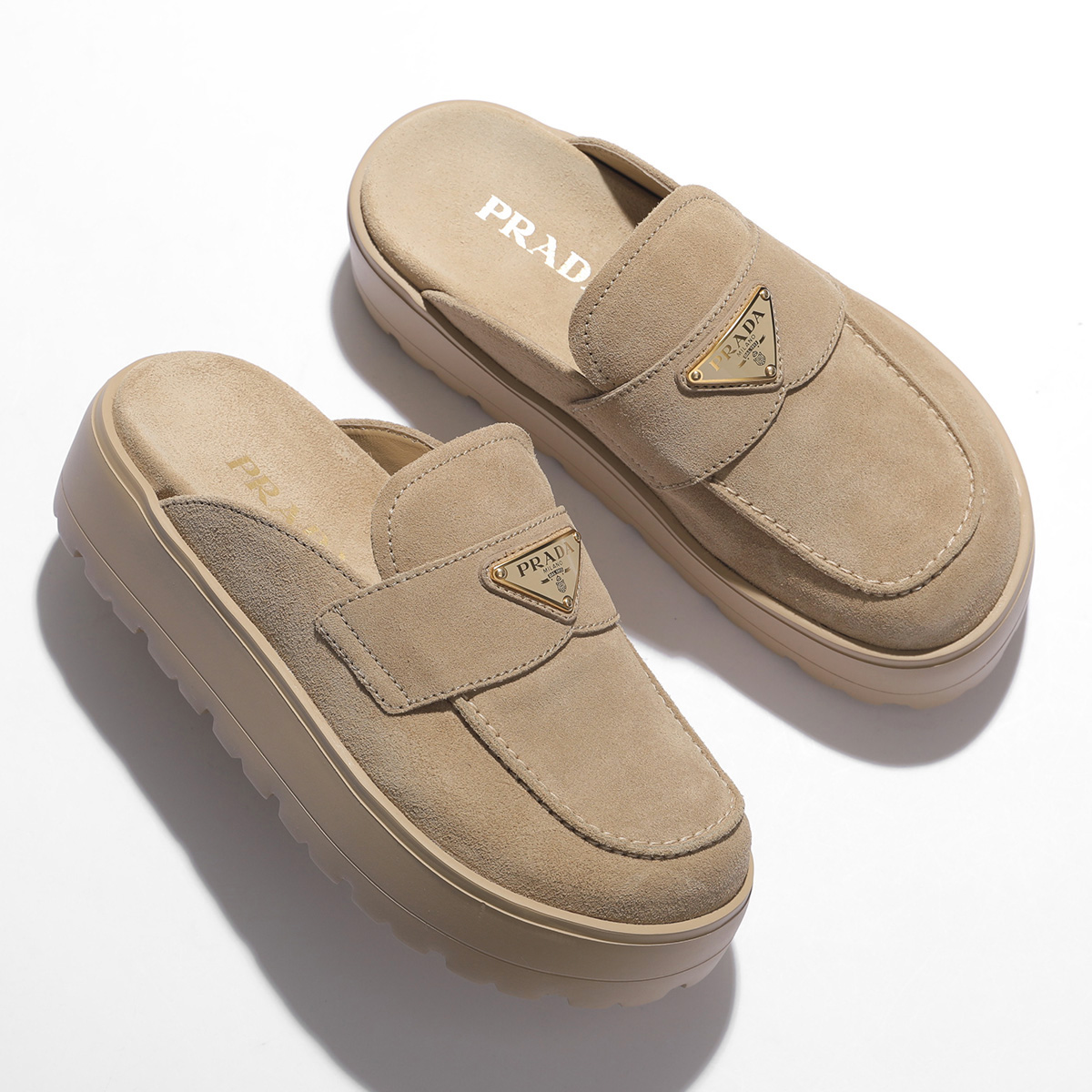 美品 PRADA ロゴ キャンバス ミュール サンダル 赤 22cm 210.jpg