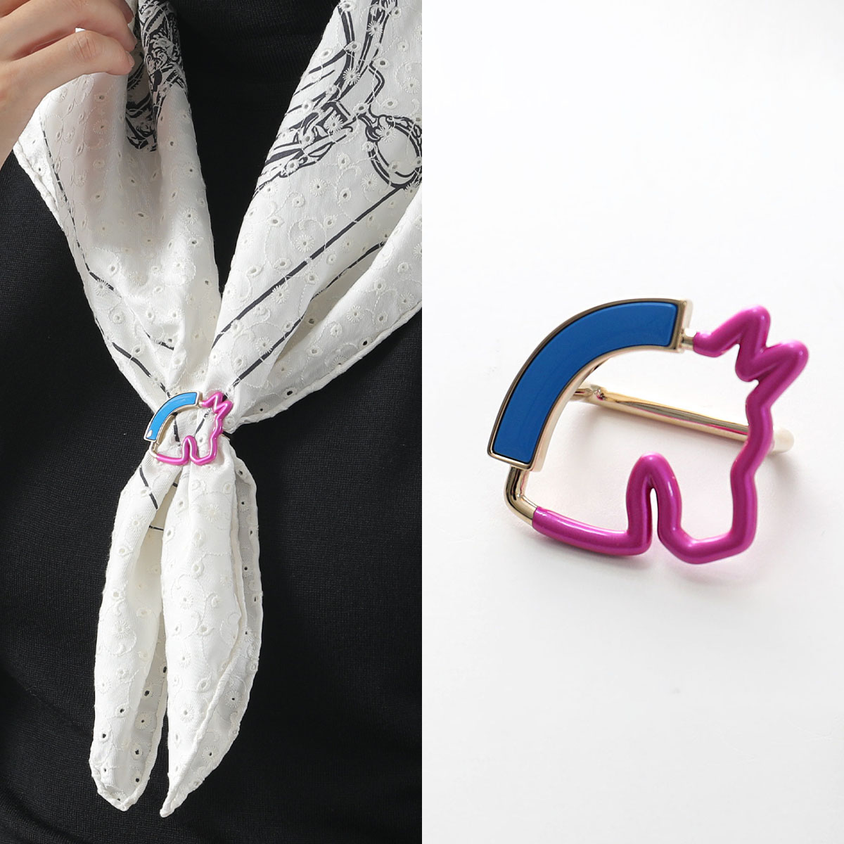 HERMES エルメス スカーフリング シュヴァルネオン Cheval Neon