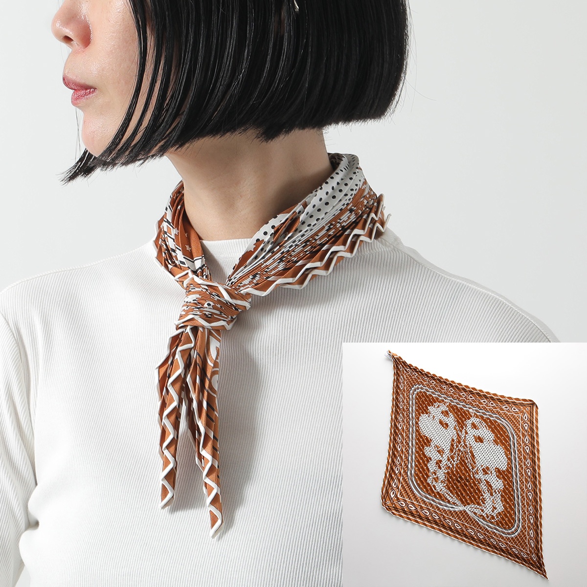 エルメス　スカーフ　プリーツ HERMES エルメス スカーフ/プリーツカレ 大判 ショール スカーフ