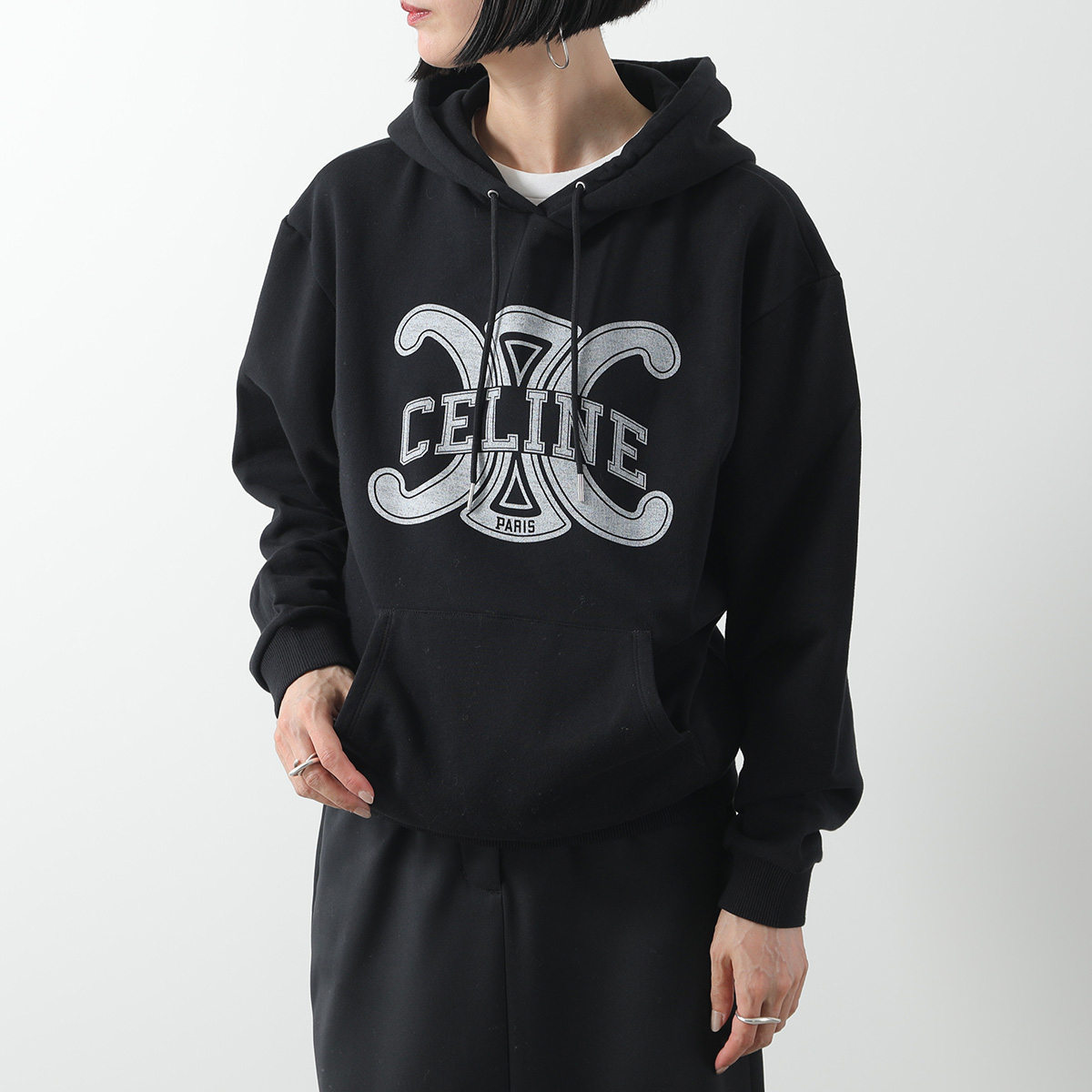 egg　CELINE ブラック パーカー CELINE セリーヌ パーカー RY0JH670Q.38AW レディース