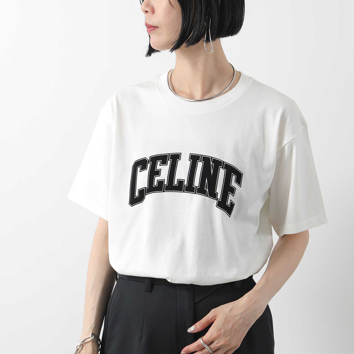 『CELINE』セリーヌ (L) プリントTシャツ CELINE セリーヌ Tシャツ RX0AY671Q.01OB レディース ルーズ