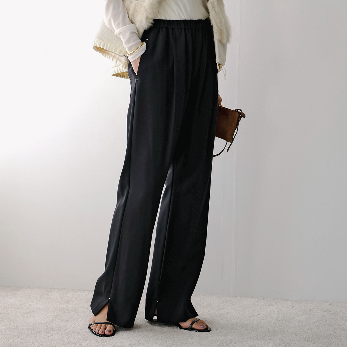 YENN イエン スラックスパンツ SIDE SLIT SLACKS Y253-32085