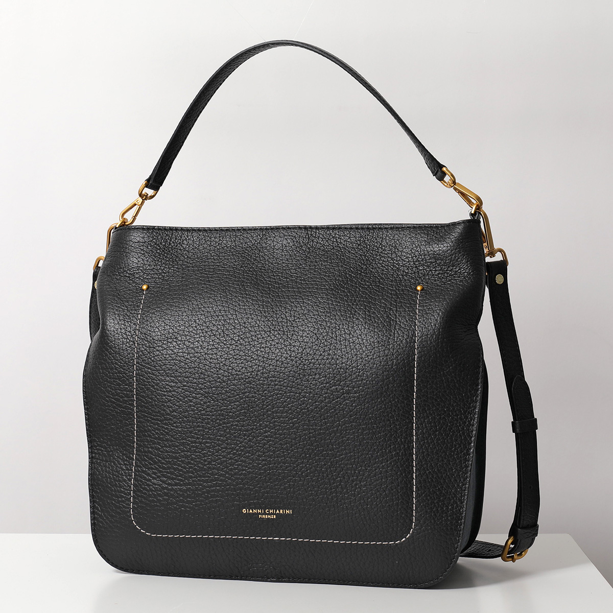 GIANNI CHIARINI ブラックレザーバッグ GIANNI CHIARINI ジャンニ キアリーニ ハンドバッグ RENE L
