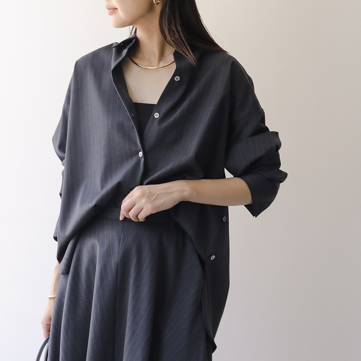 マルモア 【marmors】tweed fringe shirt BLACK marmors（マルモア） ジャケット fringe shirt 225301131 レディース