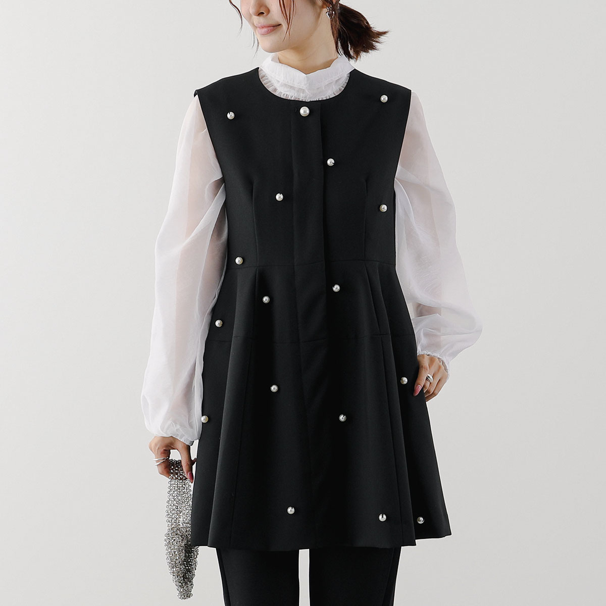 PICCIN PERLA ピッチン ベスト 904570 レディース パール ジレ フレア