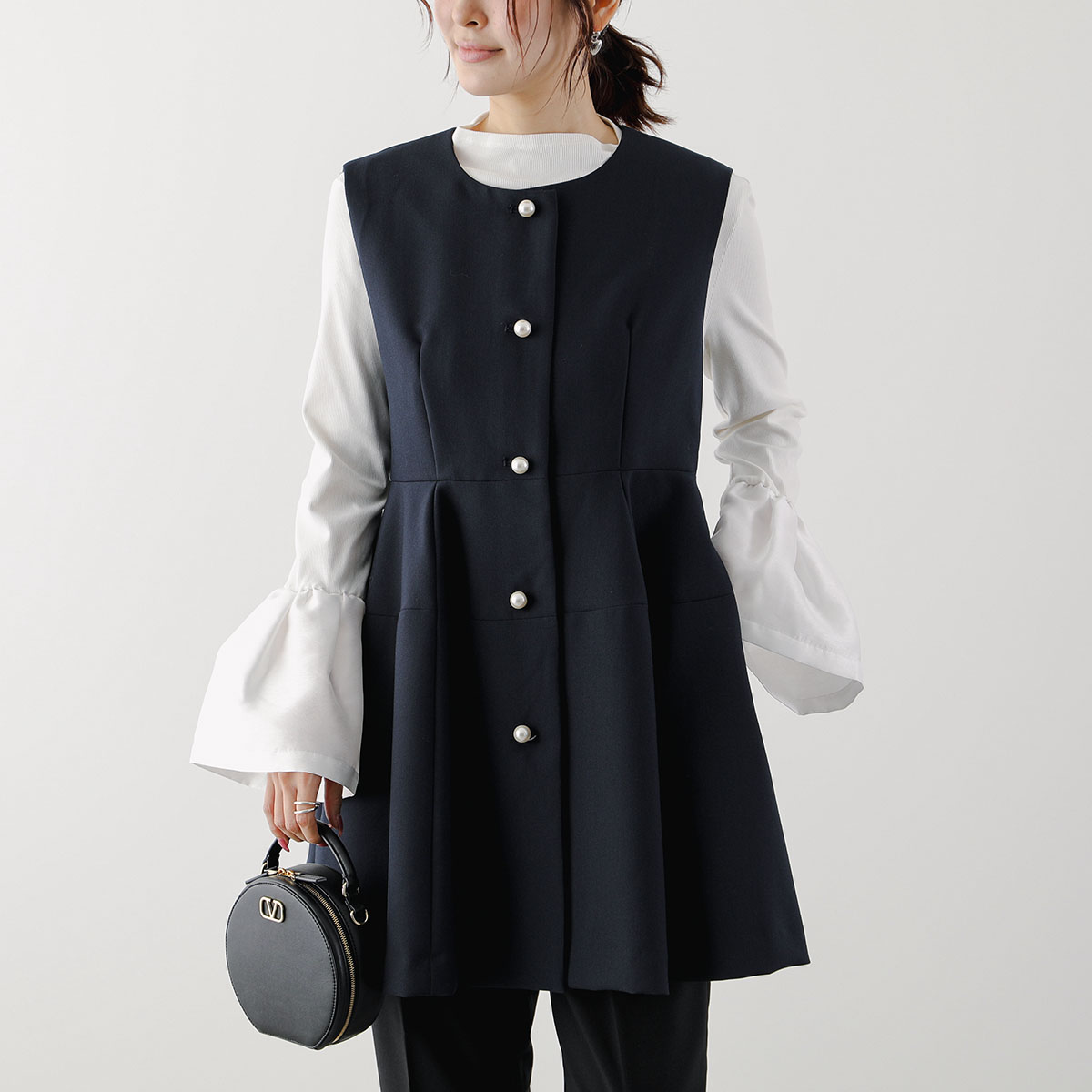 PICCIN PERLA ピッチン ベスト 901040 レディース パール ジレ フレア