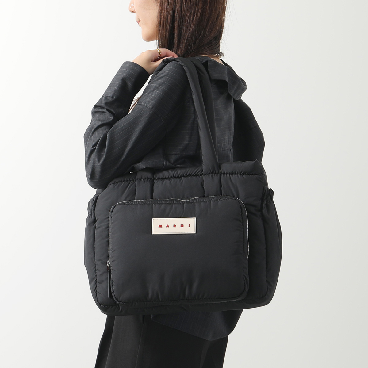 MARNI マルニ EASTWEST スモール トートバッグ ブラック ナチュラル トートバッグスモール | Marni