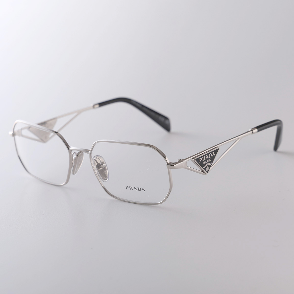 PRADA プラダ メガネ VPR A53V レディース ポリゴン型 メタルフレーム 細フレーム クリングスタイプ トライアングルロゴ アイウェア カラー2色の画像