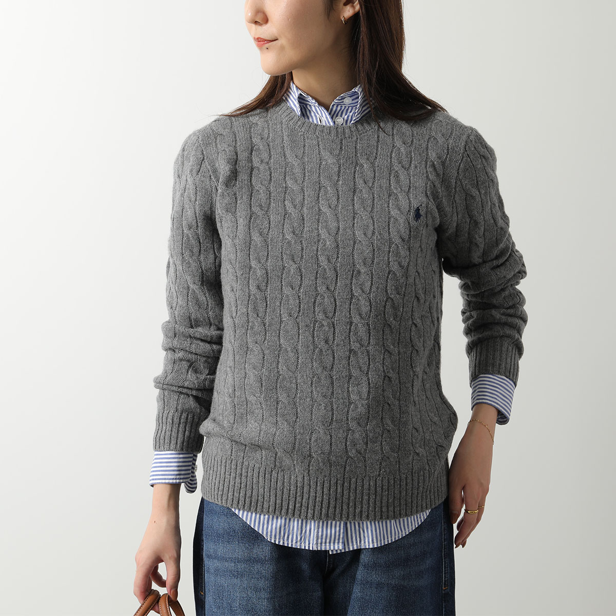 POLO RALPH LAUREN　カシミヤ混　ケーブルニット 近年モデル POLO ラルフローレンカシミヤ混 ケーブル ウールセーター送料