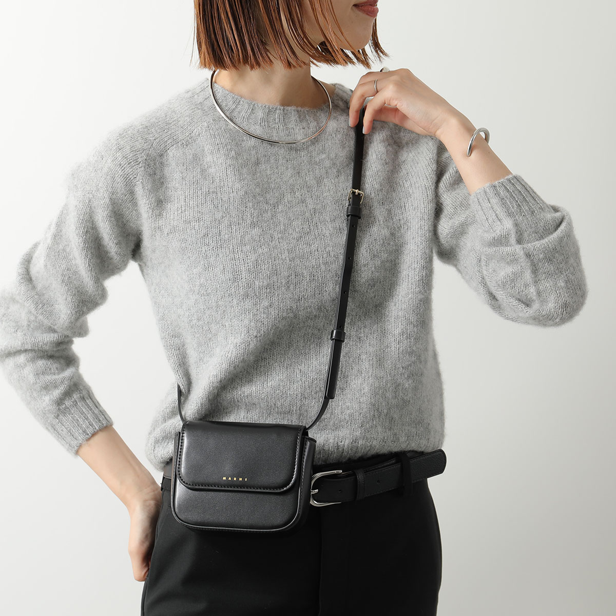 MARNI ショルダー＆クロスボディバッグ ブラック ブラック シューレースストラップ付き クロスボディバッグ | Marni