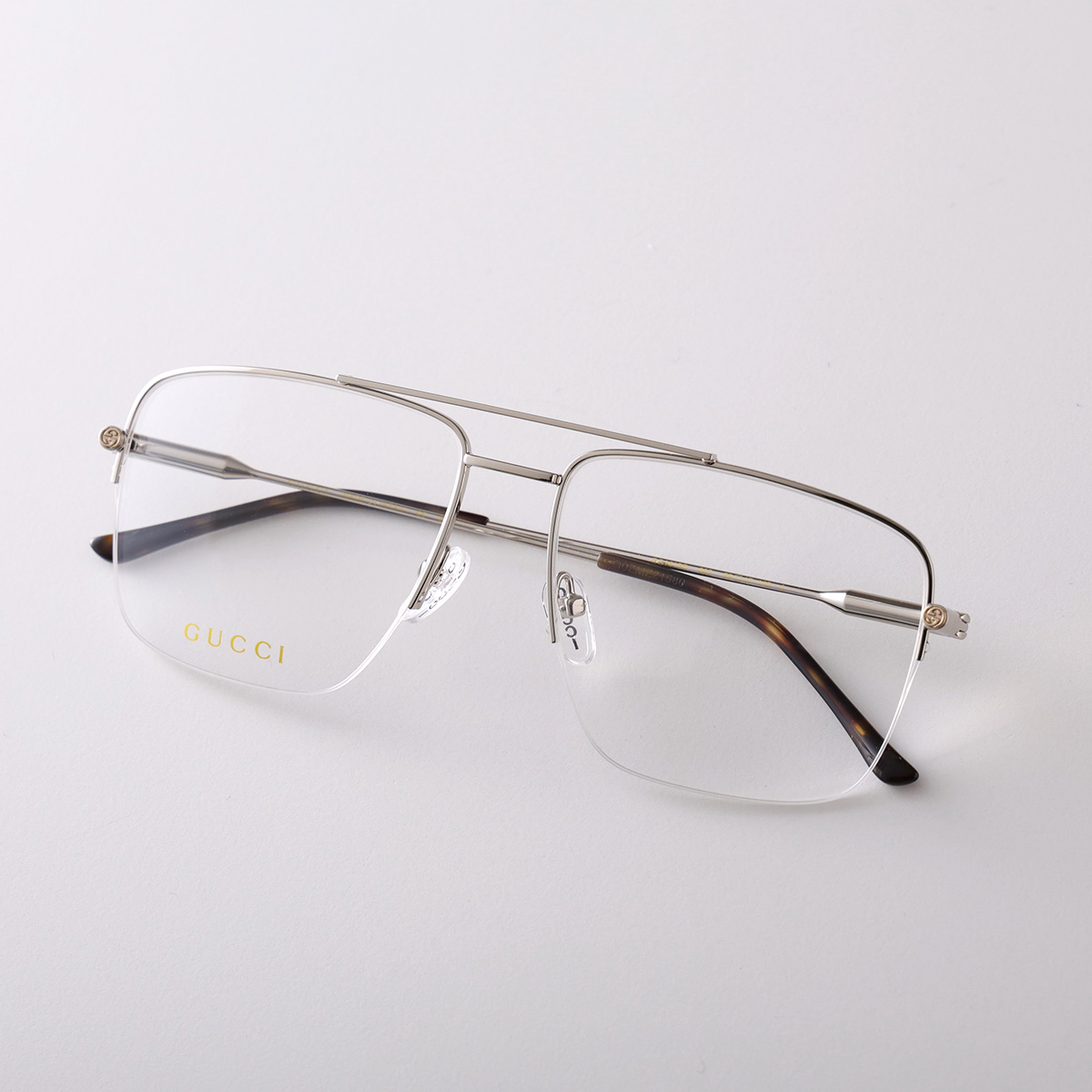 GUCCI グッチ メガネ GG1415O レディース ティアドロップ型 メタルフレーム ハーフリム ダブルブリッジ クリングスタイプ メタルロゴ アイウェア カラー2色_1