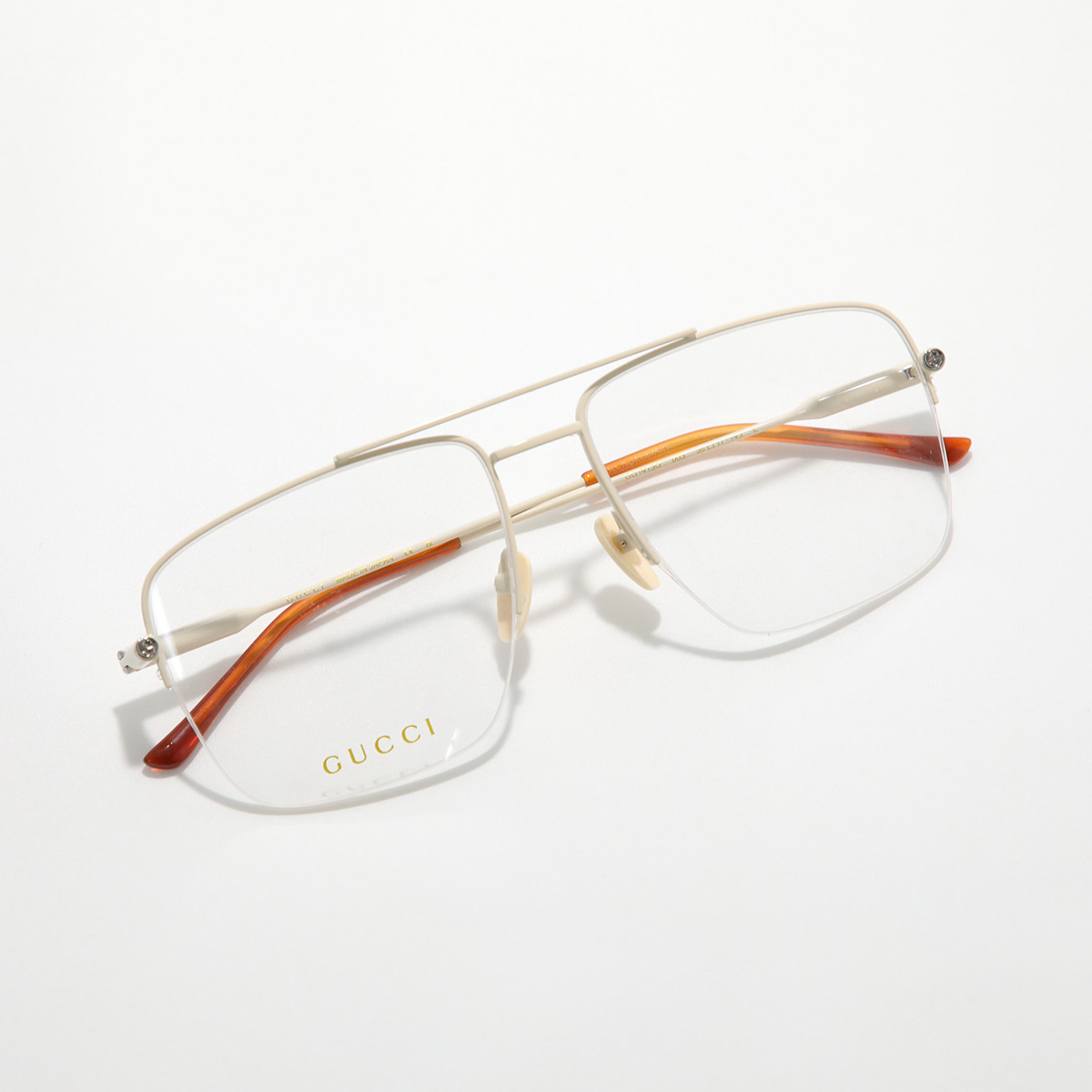 GUCCI グッチ メガネ GG1415O レディース ティアドロップ型 メタルフレーム ハーフリム ダブルブリッジ クリングスタイプ メタルロゴ アイウェア カラー2色_2