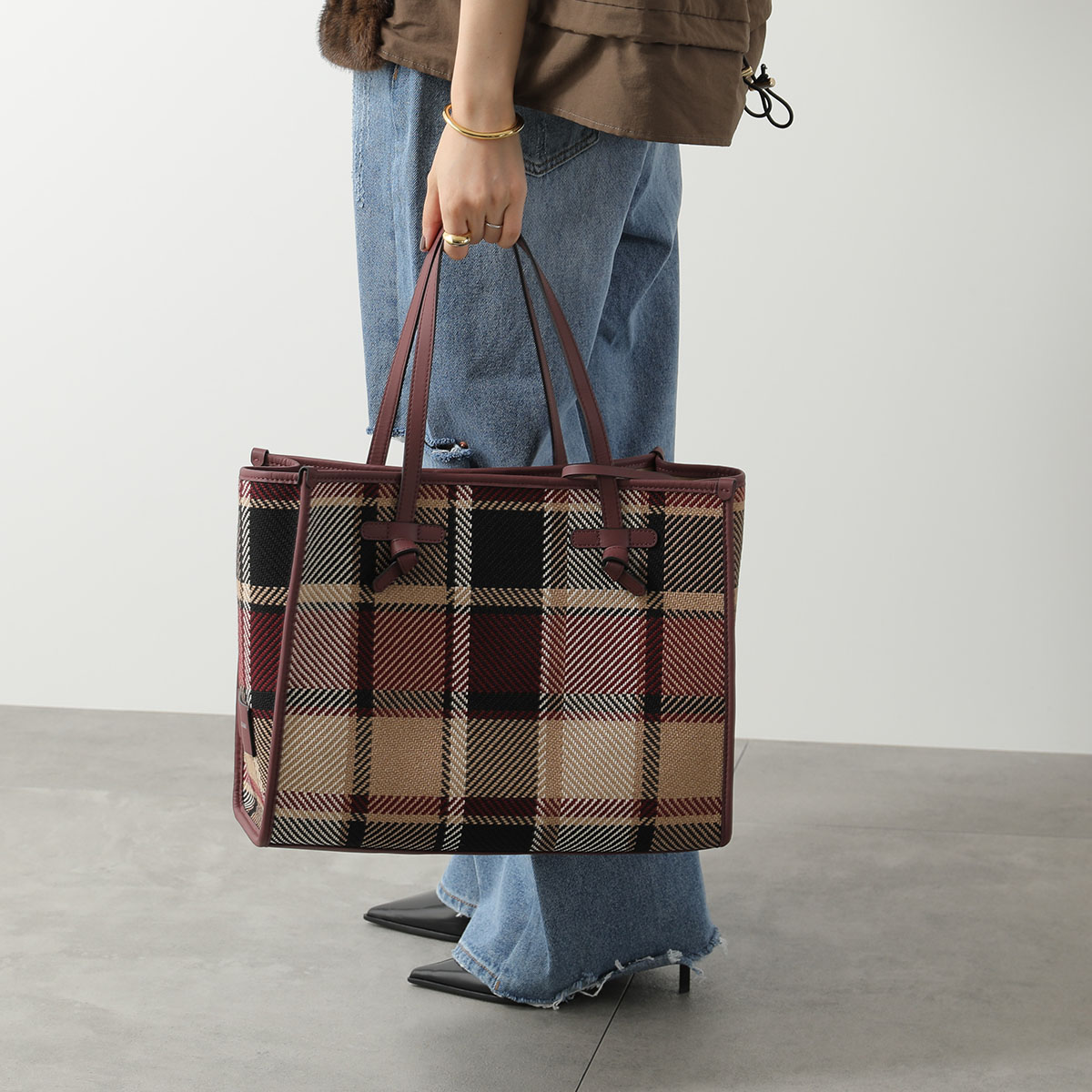 GIANNI CHIARINI / MARCELLA M TOTE/トートバッグ/--/BRW/チェック GIANNI CHIARINI（ジャンニ キアリーニ） トートバッグ MARCELLA M