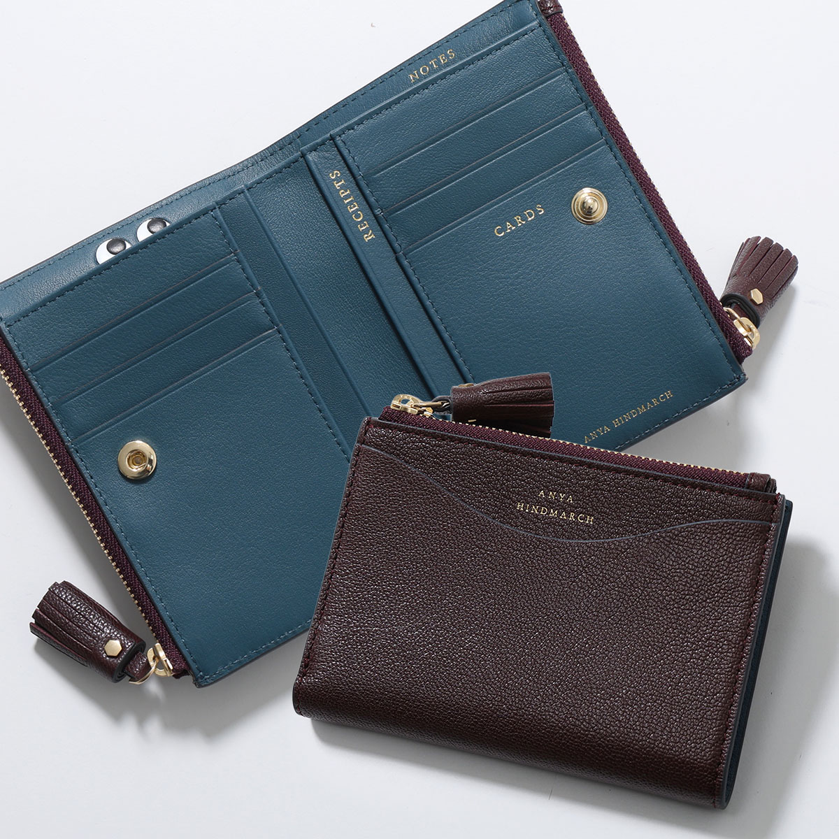 アニヤハインドマーチ　レザー 二つ折り財布 eyes ANYA HINDMARCH（アニヤ・ハインドマーチ） 二つ折り財布 Small Double