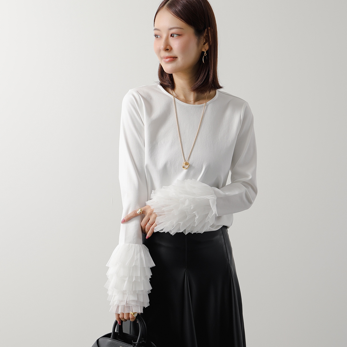 PICCIN PERLA ピッチン 袖チュールカットソー 907140 レディース