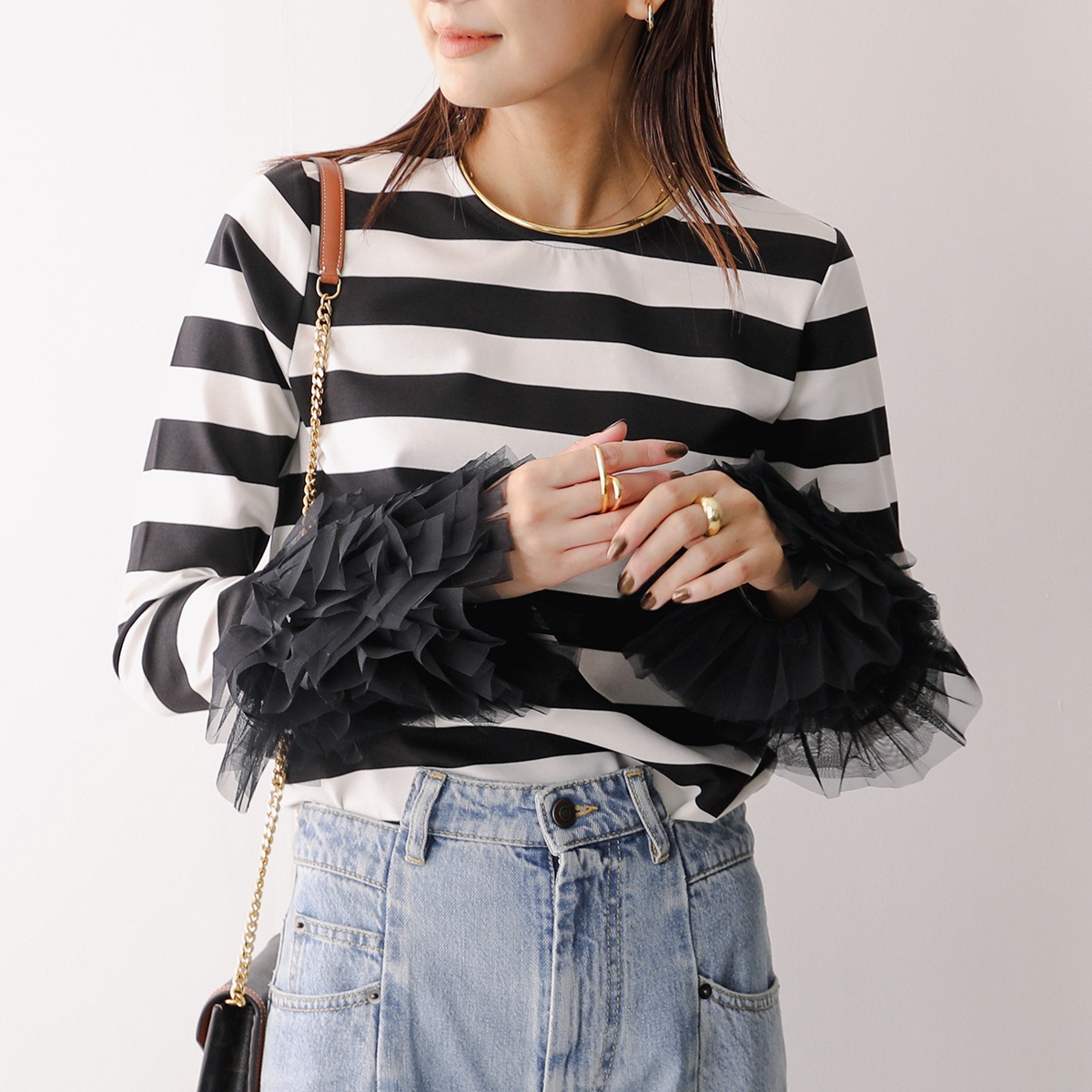 PICCIN PERLA ピッチン 袖チュールカットソー 907140 レディース