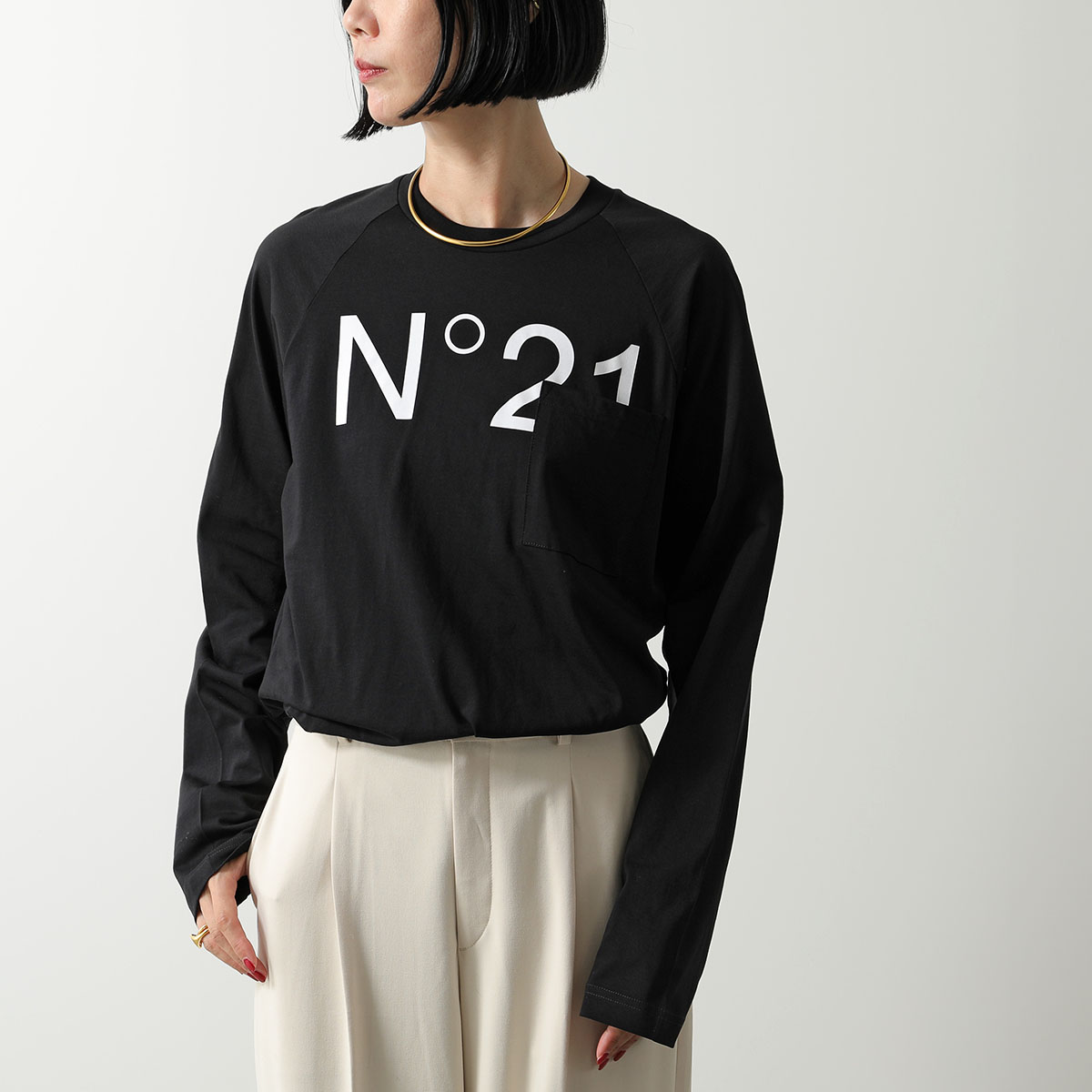 N°21（ヌメロヴェントゥーノ） N°21 KIDS キッズ 長袖 Tシャツ N2107Q