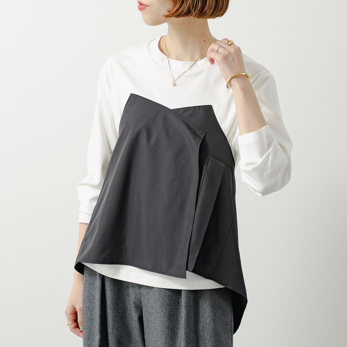 UN-SOPHIE アンソフィー 長袖 カットソー BUSTIER DOCKING L/S Tops 