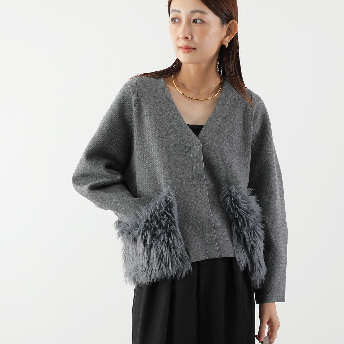 Marilyn Moon（マリリンムーン） カーディガン shaggy pocket milano