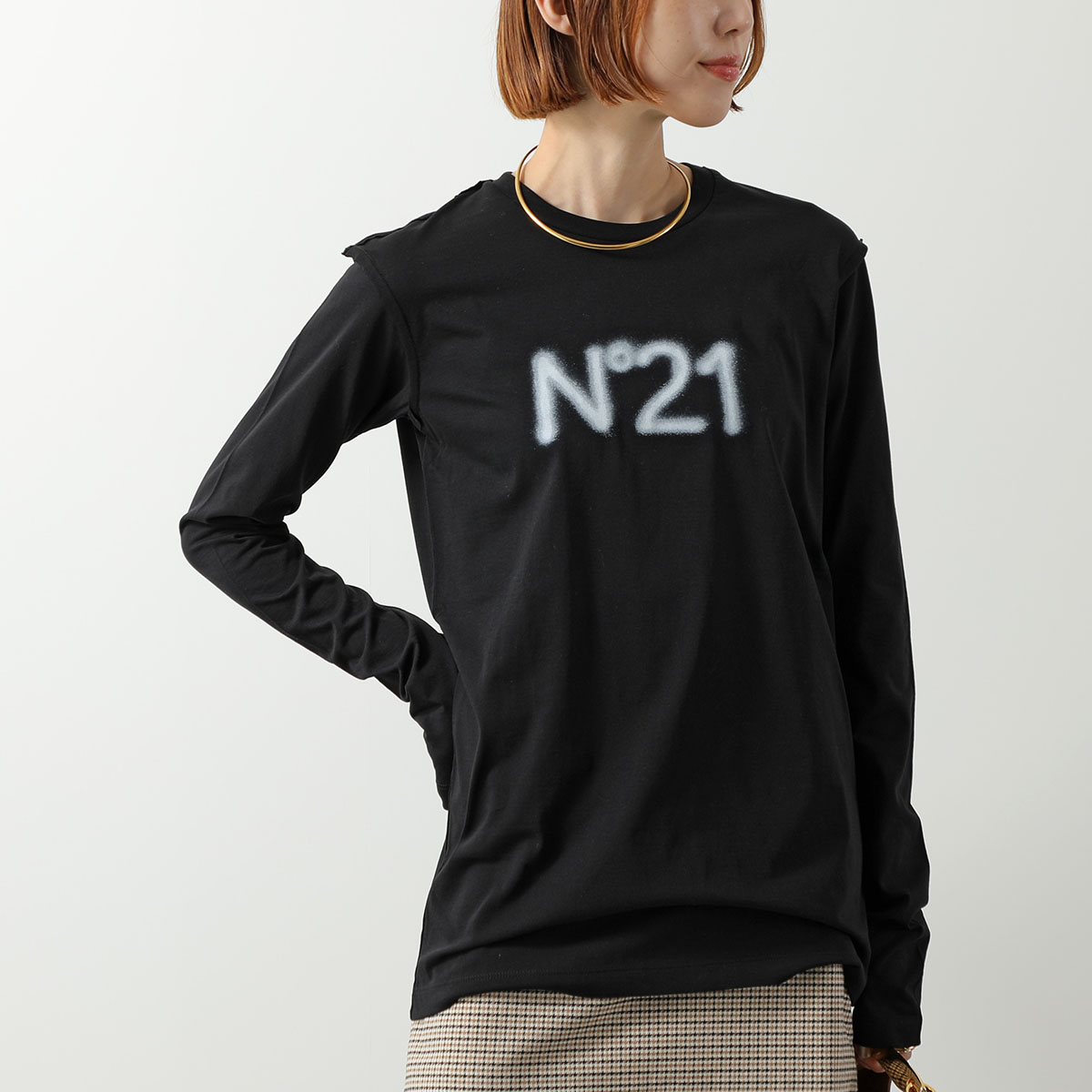 ヌメロヴェントゥーノ N°21 長袖Tシャツ ロンT N°21 KIDS ヌメロヴェントゥーノ キッズ 長袖 Tシャツ N21808 N0153 レディース コットン ロゴ ロンT クルーネック カラー2色