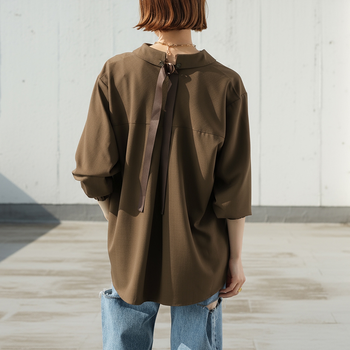 HERENCIA（ヘレンチア） ブラウス Back Grosgrain Twill Blouse