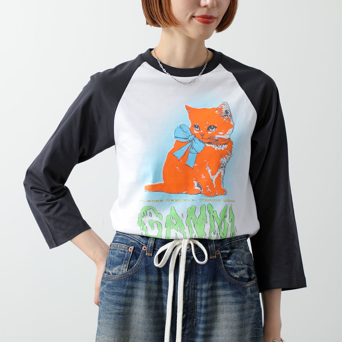 ガニー　GANNI シャツ GANNI（ガニー） Tシャツ Basic Cotton Jersey Kitty Baby Fitted T