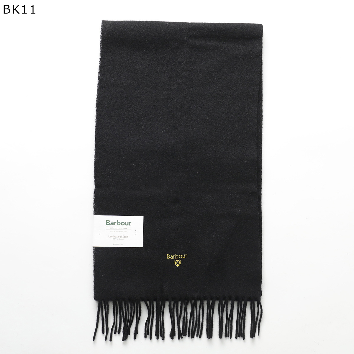 Barbour ブラック ウールマフラー Barbour（バブアー） マフラー USC0008 メンズ レディース ロゴ刺繍
