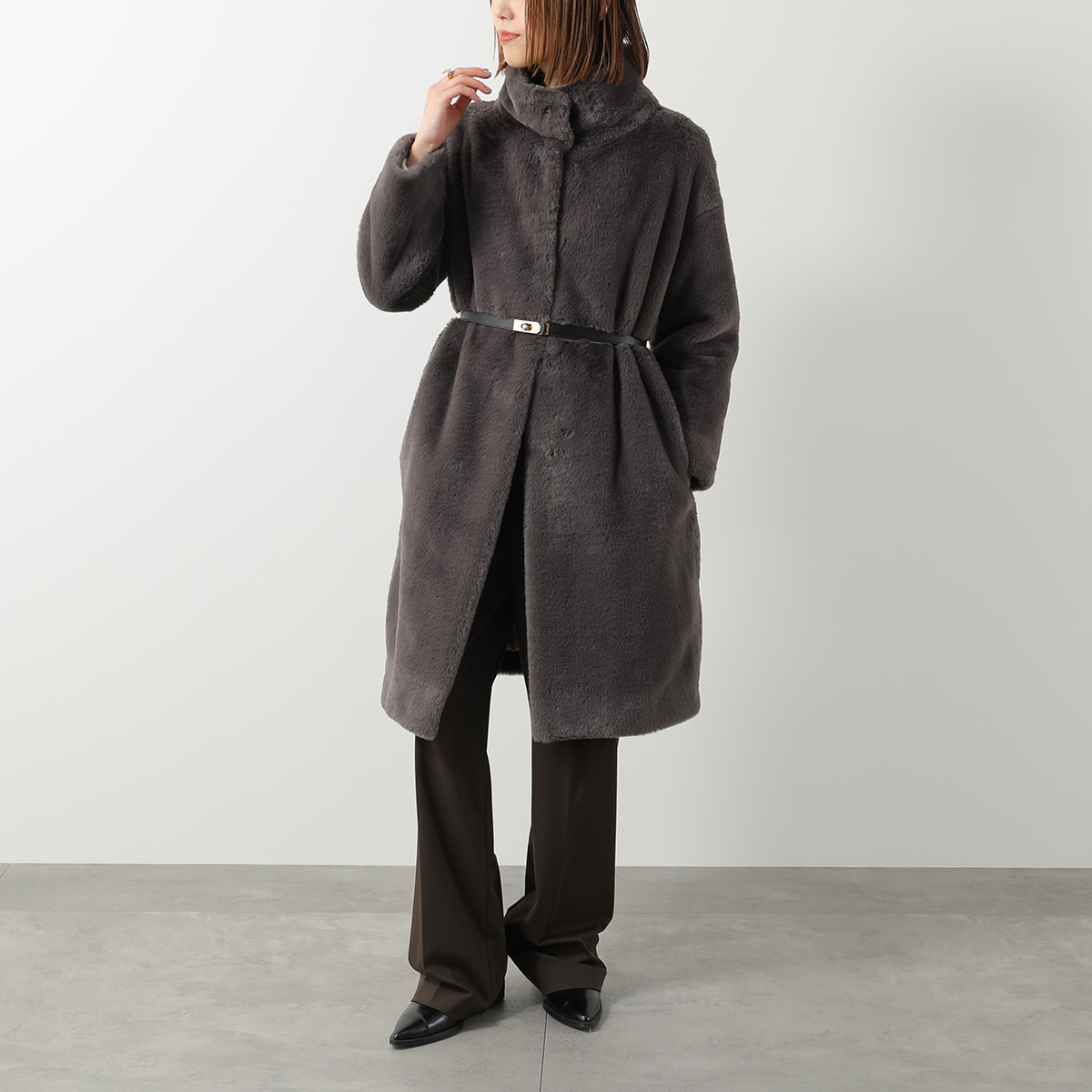 HERNO ヘルノ　　エコファー　コート　38 ライトグレー 未使用 HERNO（ヘルノ） エコファーコート GC000491D 12422 レディース