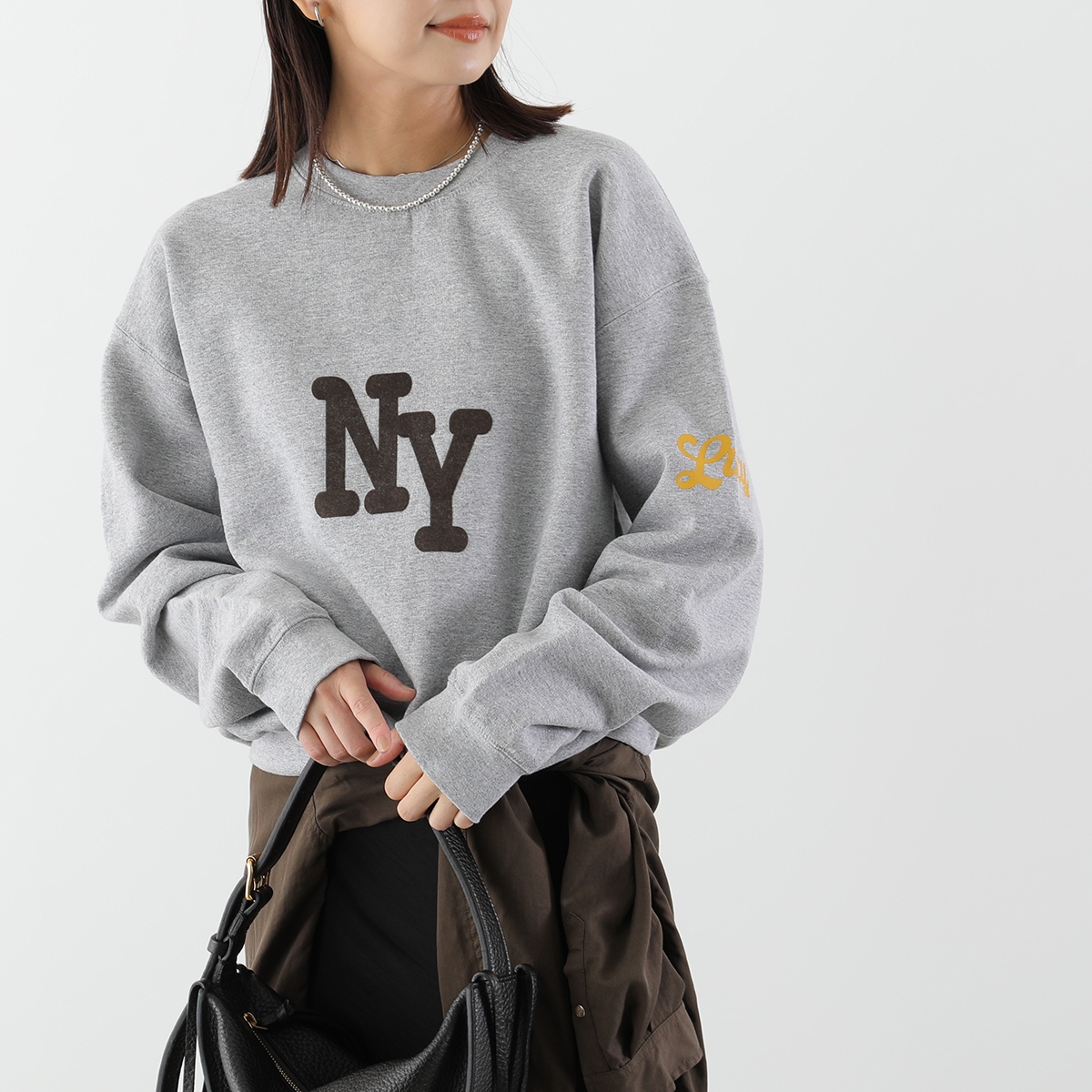 ループウィラー LOOPWHEELER 吊り編みクルースウェット グレーメランジ