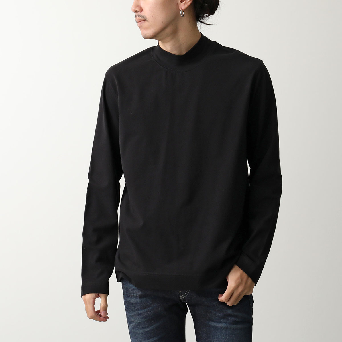 チルコロ1901 モックネック ロングスリーブ Tシャツ 黒 XS CIRCOLO