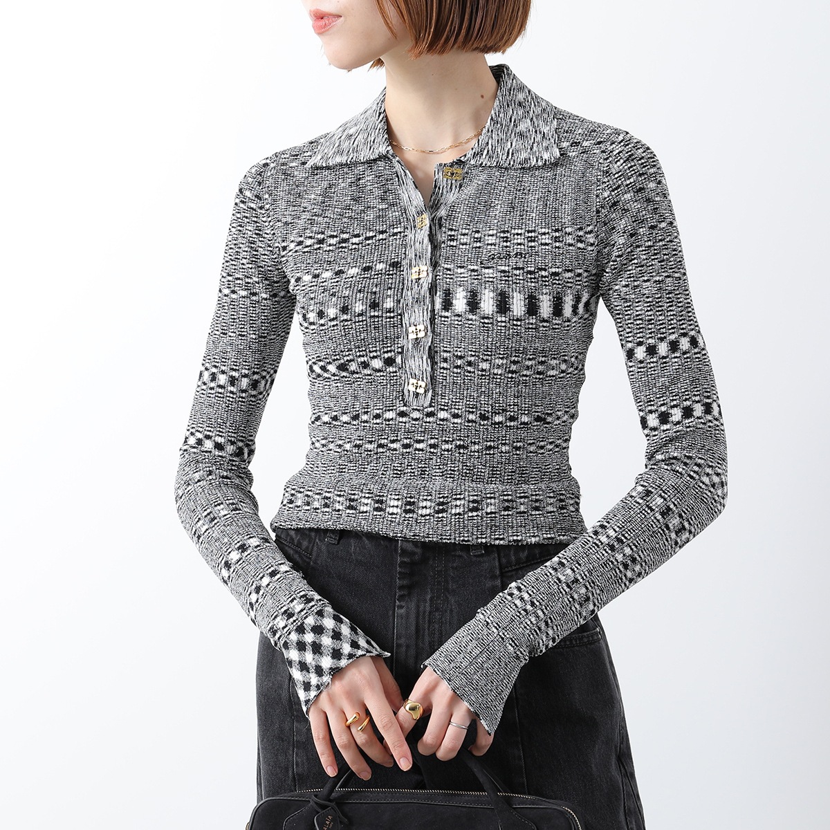 GANNI ガニー ポロニット GANNI（ガニー） ポロニット Spacedyed Polo K2606 2748 レディース