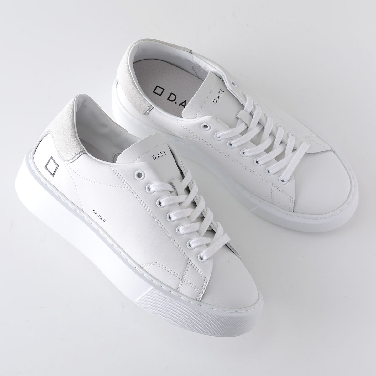 D.A.T.E. ローカットレザースニーカー 白 厚底 ロゴ 23.5 D.A.T.E. デイト スニーカー SFERA CALF スフェラ レディース レザー