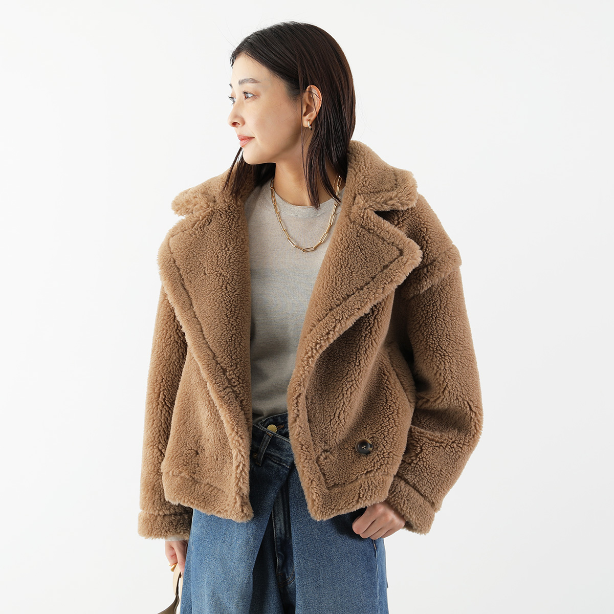 美品✨theory luxe ボアコート テディベア ブラウン 38 2025年最新