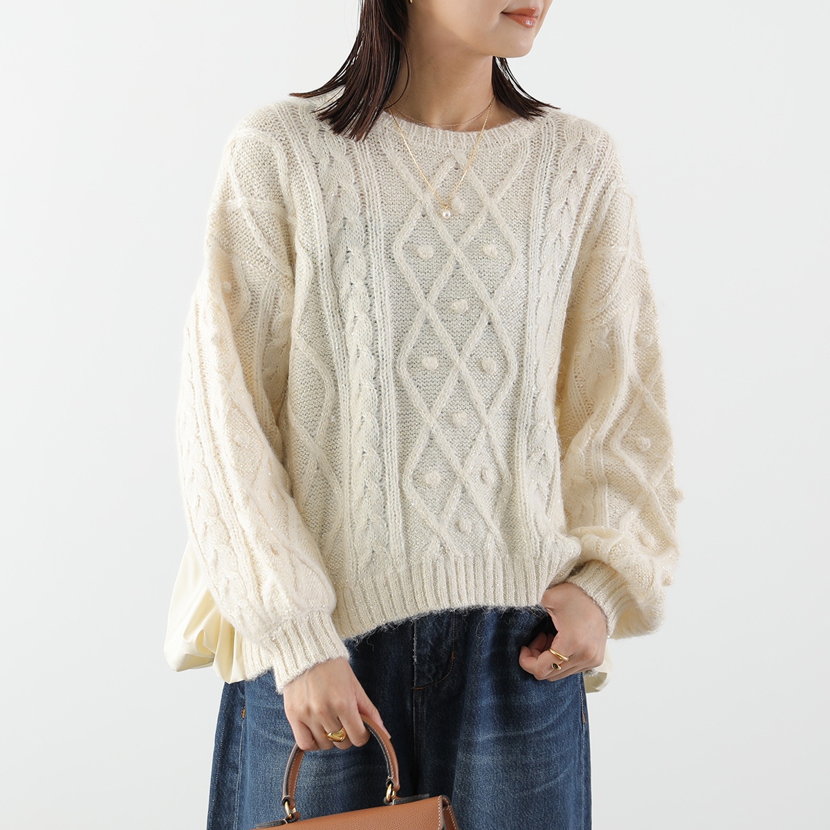 Torrazzo Donna（トラッゾドンナ） ニット Cable Knit x Fabric Hybrid