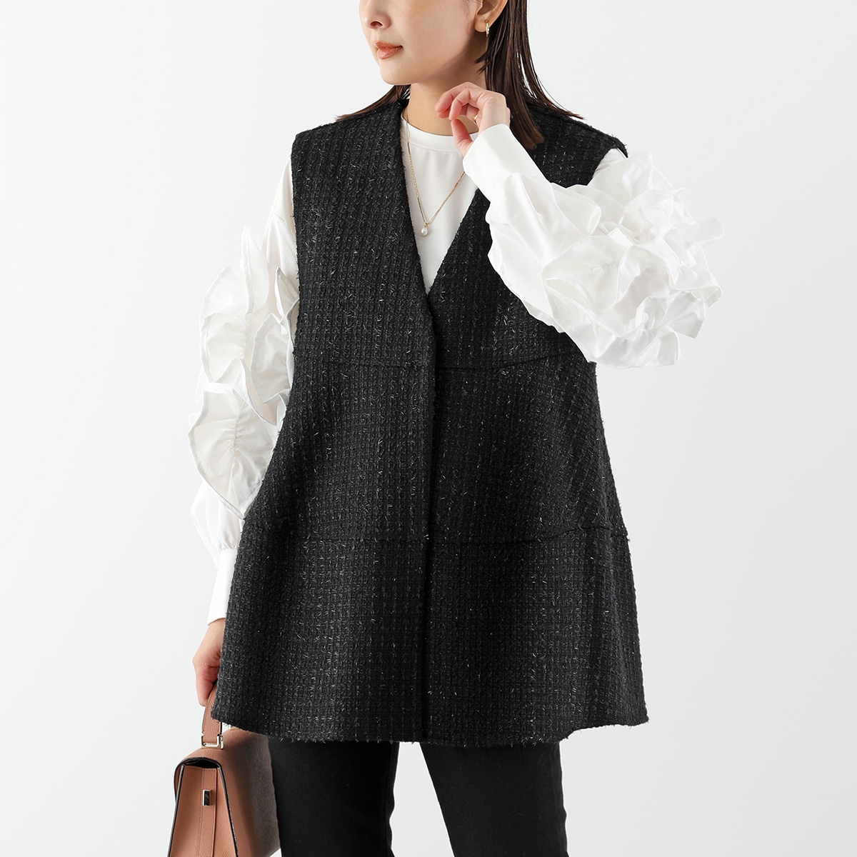 anana（アナナ） ベスト a61-025 レディース ツイード ラメ ジレ