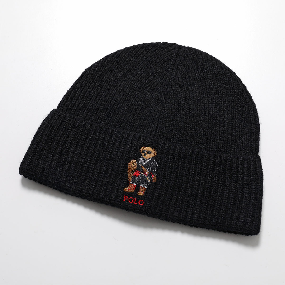 ラルフローレン　黒ニット帽 ポロベア刺繍 ポロ ラルフ ローレン POLO RALPH LAUREN bear cable beanie ベア