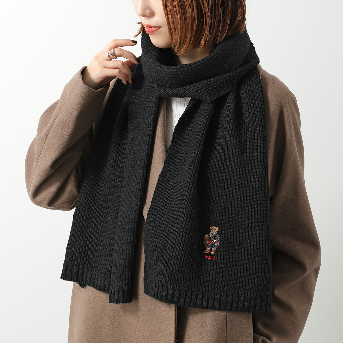 新品・未使用！Polo Ralph Lauren テディベア マフラー 黒 POLO RALPH LAUREN（ポロ・ラルフローレン） マフラー PC1455