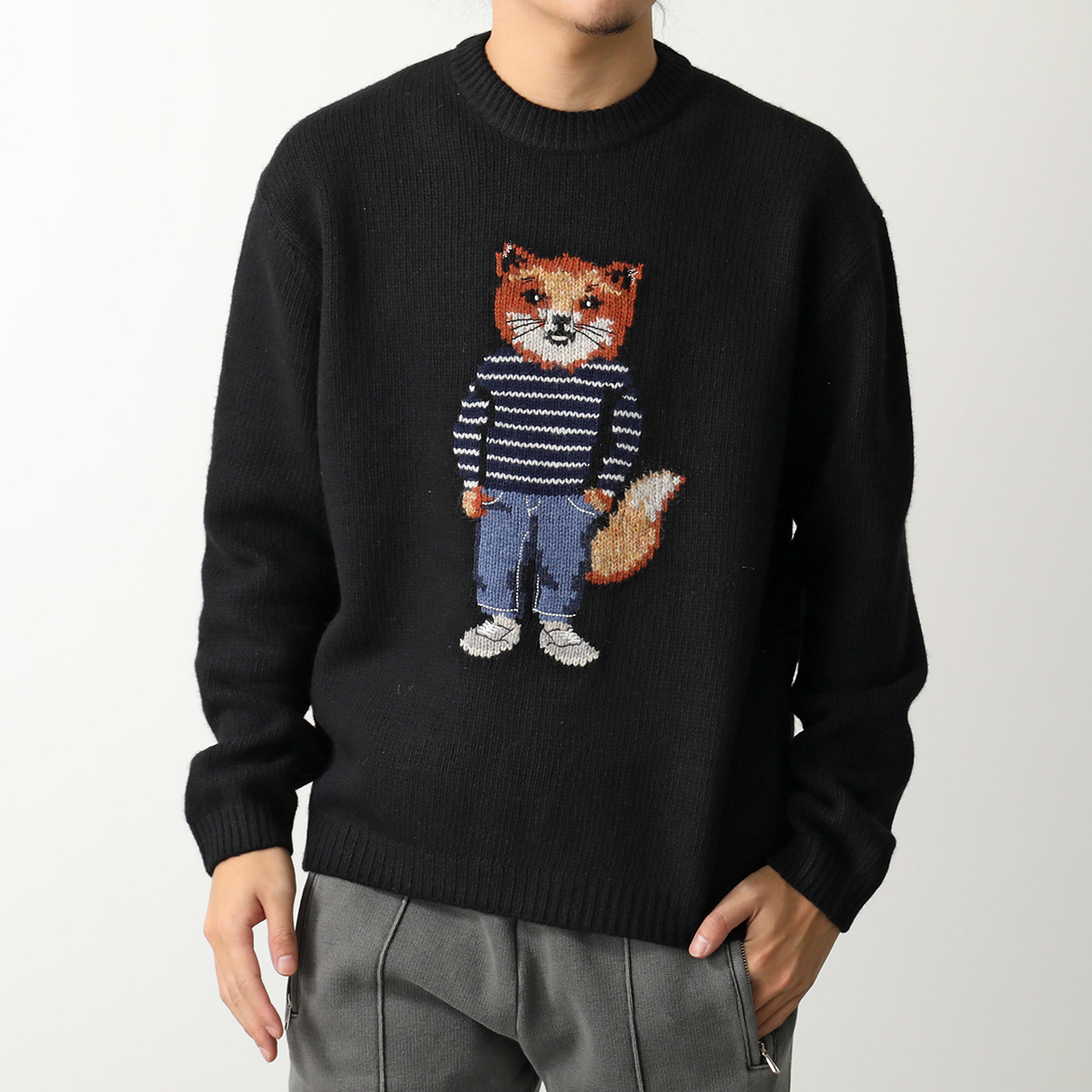 メゾンキツネ 日本限定 長袖 Lサイズ MAISON KITSUNE（メゾン キツネ） セーター DRESSED FOX ドレスド