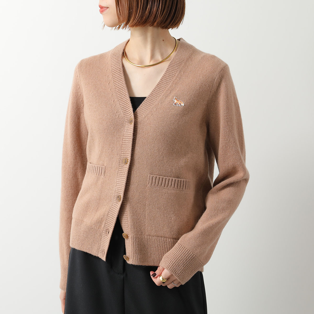 01908-6 メゾンキツネ　カーディガン　ベビーフォックス　カシミヤ　100% アウトレット】MAISON KITSUNE メゾンキツネ カーディガン/BABY FOX