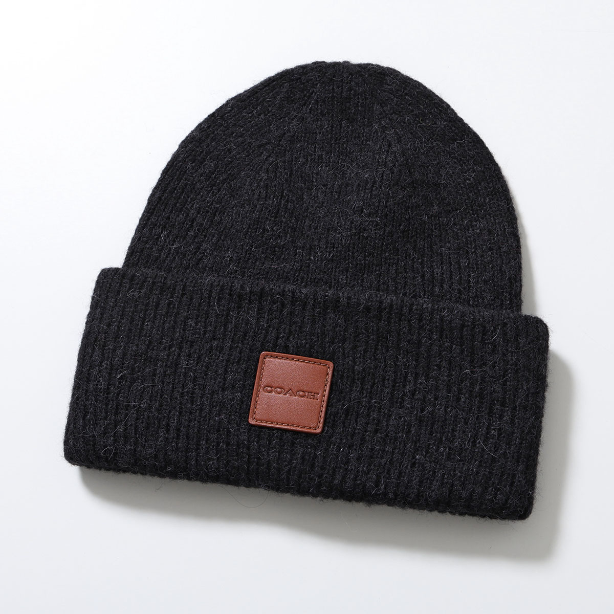 COACH（コーチ） ニット帽 CU825 レディース メンズ リブ レザーパッチ