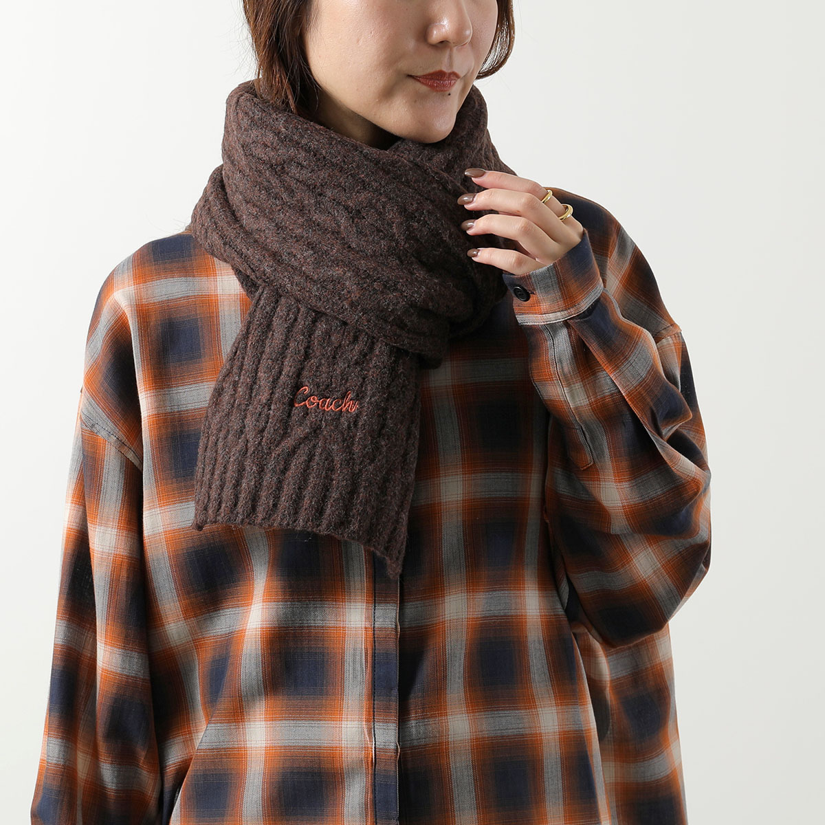 COACH（コーチ） マフラー EMBROIDERED CABLE KNIT MUFFLER エンブ