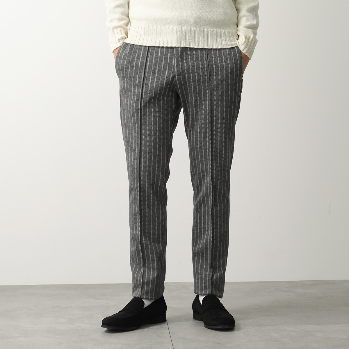 ジャブスアルキヴィオ マサッチョ 46 ストライプ イージースラックス グレー giab's ARCHIVIO（ジャブス アルキヴィオ） スラックス MASACCIO M1