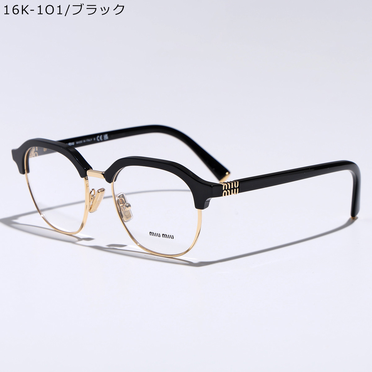 miumiu ミュウミュウ　メガネ　サーモントフレーム　ブラック miu miu（ミュウミュウ） メガネ VMU 10X レディース サーモントブロー
