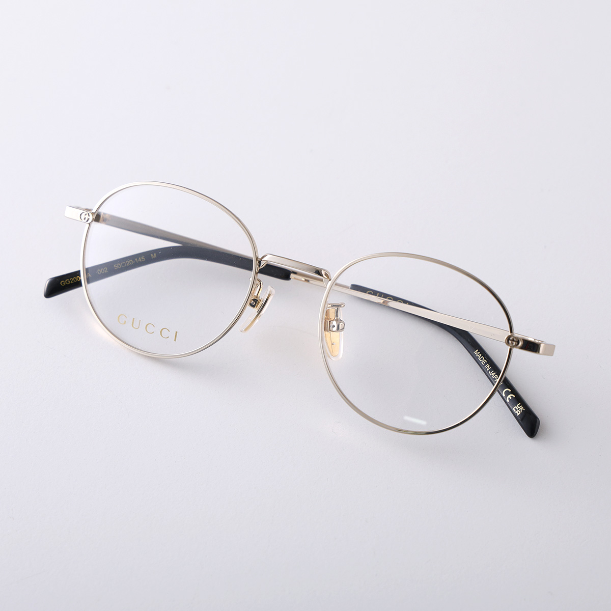 廃番 vintage OLD GUCCI ロゴ装飾 ラインストーン メガネデッド GUCCI（グッチ） メガネ GG2004OA メンズ ボストン型 メタルフレーム