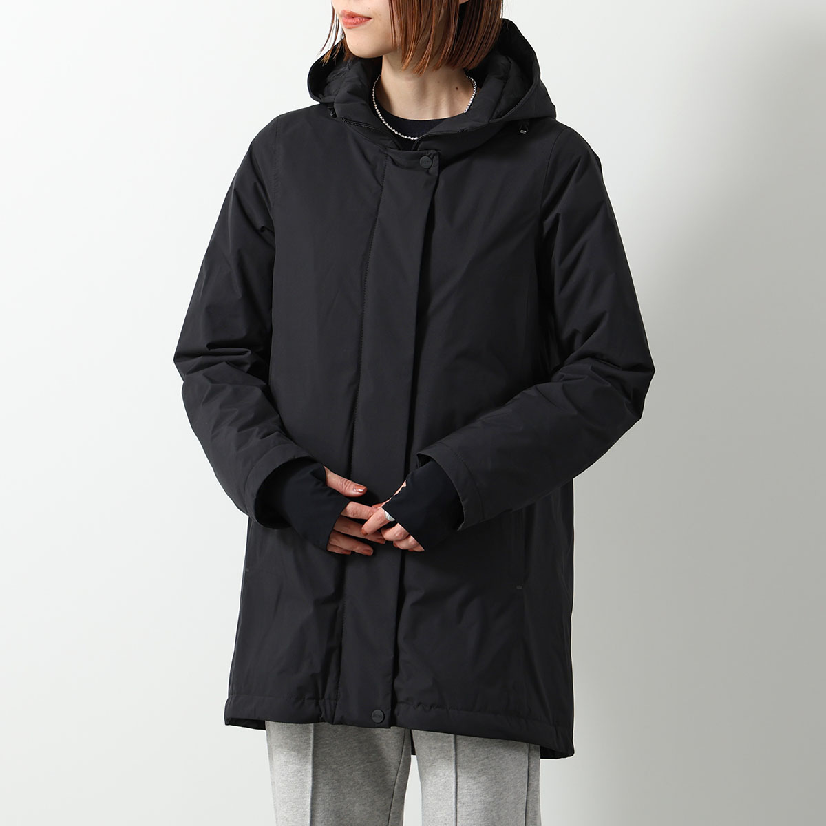 タグ付き新品 ヘルノ ダウンジャケット 44 ドローコード 黒 異素材切替 HERNO（ヘルノ） HERNO FUNCTIONAL WARDROBE ファンクショナルワード