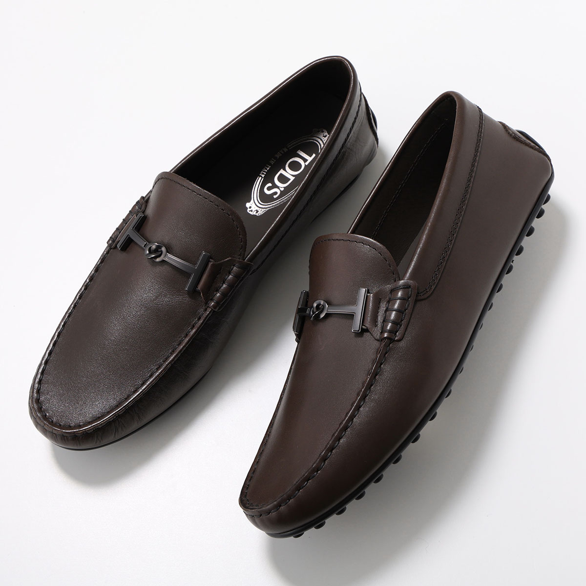 トッズ☆新品☆TOD’sメンズ レザー ゴンミーニ/グレー25.5cmローファー TOD'S（トッズ） TODS ローファー CITY GOMMINO シティ ゴンミーニ