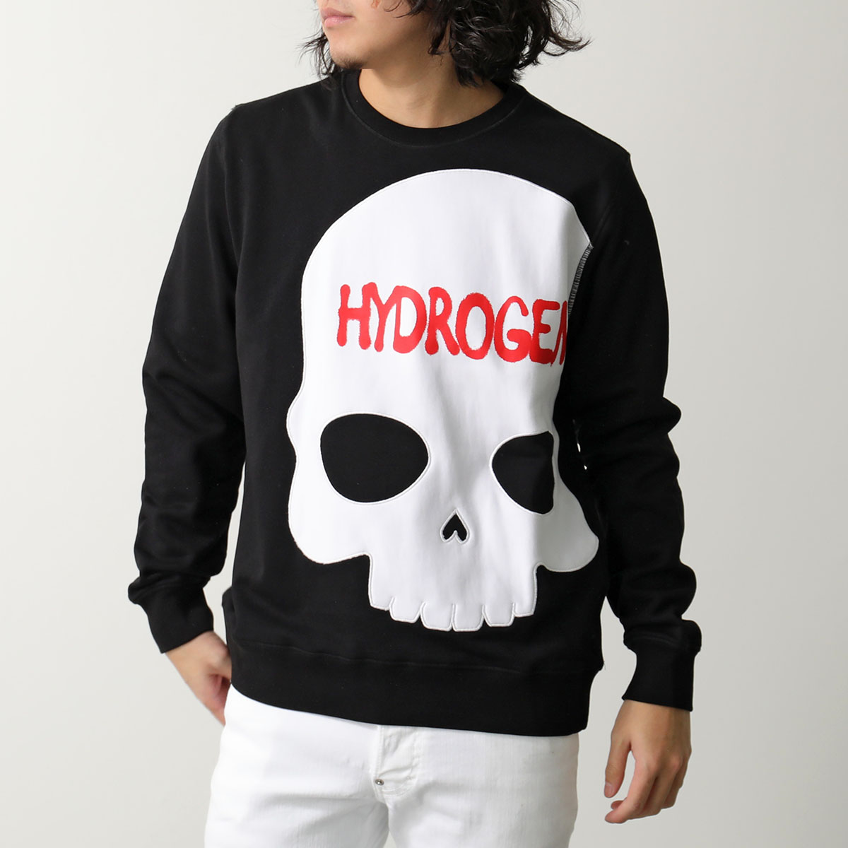 ハイドロゲン　HYDROGEN　セットアップ　スカルラバーロゴ　ライン入り HYDROGEN（ハイドロゲン） トレーナー BIG SKULL CREWNECK SWEATSHIRT