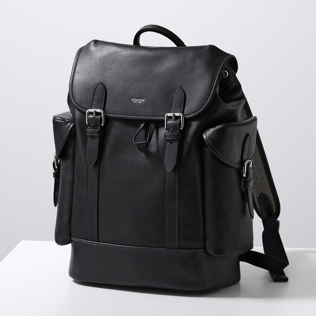 【極美品】コーチ COACH リュック ヒッチ シグネチャー　シボ革　ブラック COACH（コーチ） バックパック HITCH BP NGL ヒッチ CV982 メンズ