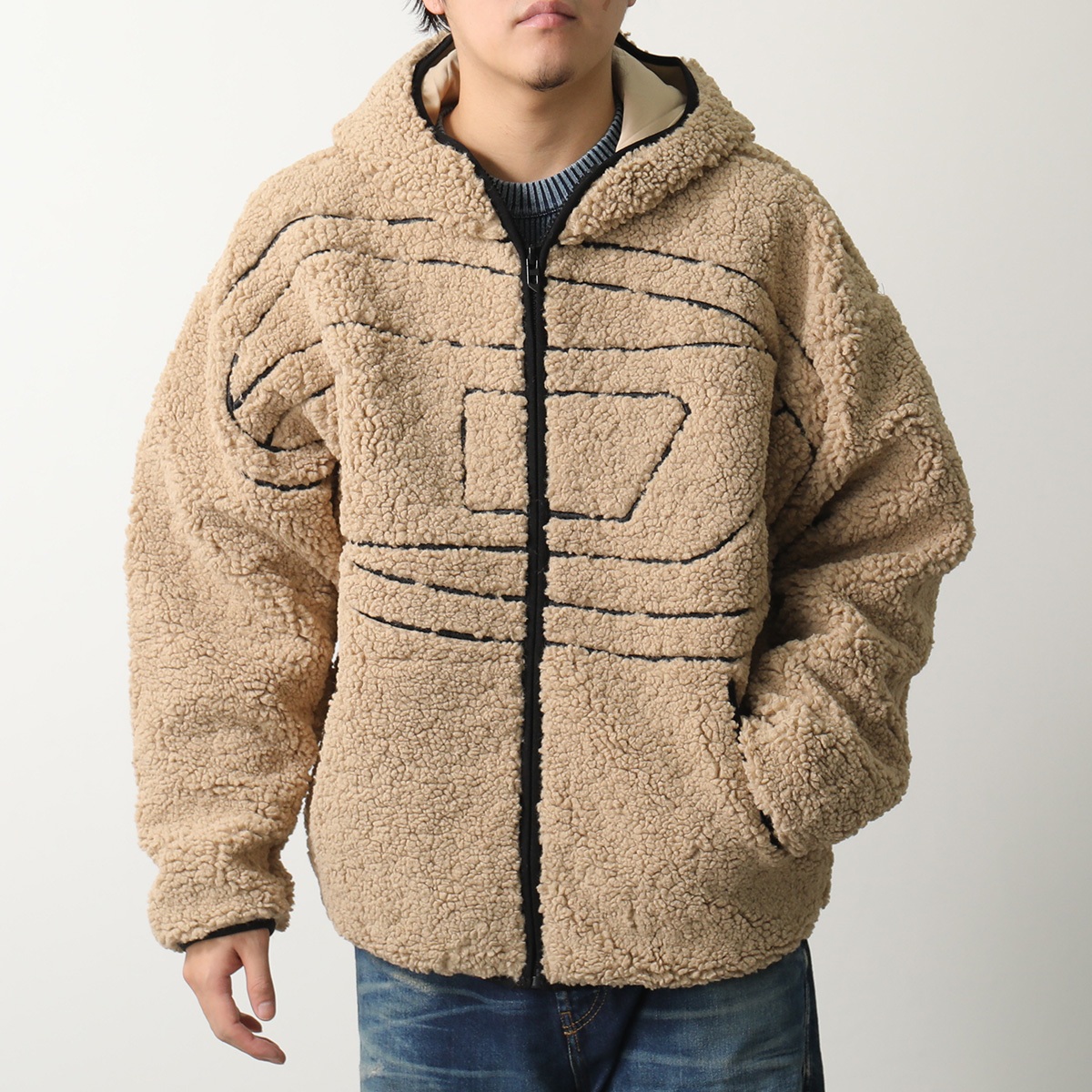 DIESEL ワッフル ジップアップ ジャケット ロゴ S ディーゼル DIESEL ワッフル ジップアップ ジャケット ロゴ S ディーゼル