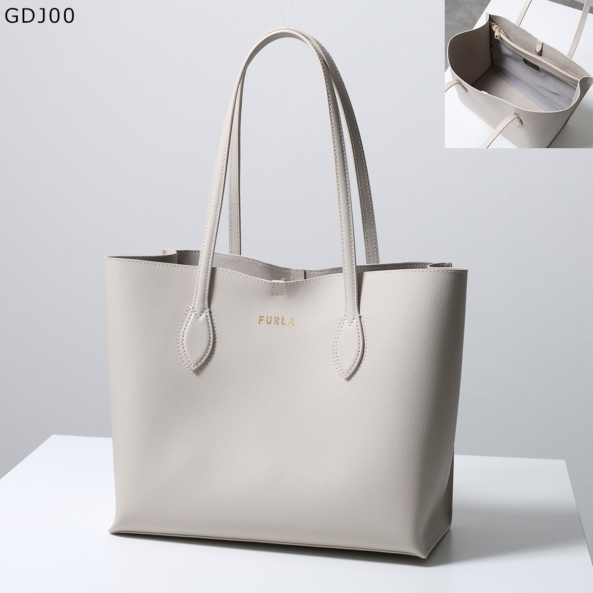 【美品】FURLA かごバッグ ベージュ×ブラック 黒 スタッズ トート 本革 FURLA（フルラ） トートバッグ GOCCIA XL ゴッチャ WB01498 BX3353